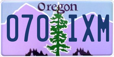 OR license plate 070IXM
