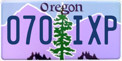 OR license plate 070IXP