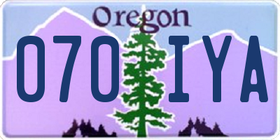 OR license plate 070IYA