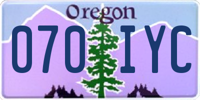 OR license plate 070IYC