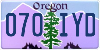OR license plate 070IYD