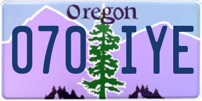 OR license plate 070IYE