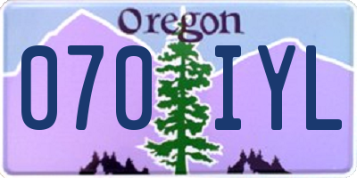 OR license plate 070IYL