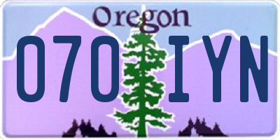 OR license plate 070IYN