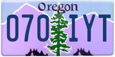 OR license plate 070IYT