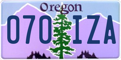 OR license plate 070IZA