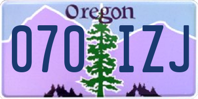 OR license plate 070IZJ