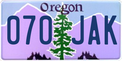OR license plate 070JAK