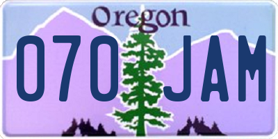 OR license plate 070JAM