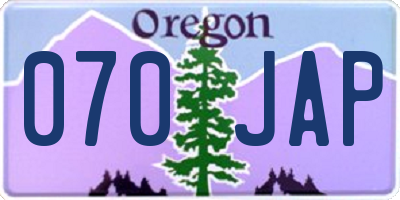 OR license plate 070JAP