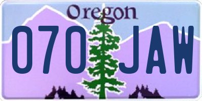 OR license plate 070JAW
