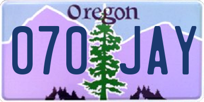 OR license plate 070JAY