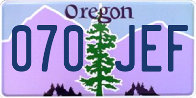 OR license plate 070JEF