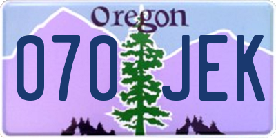 OR license plate 070JEK