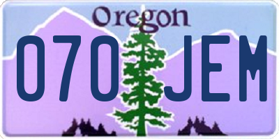 OR license plate 070JEM