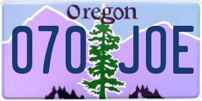 OR license plate 070JOE