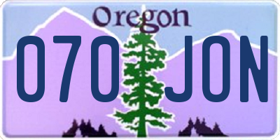 OR license plate 070JON