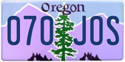 OR license plate 070JOS