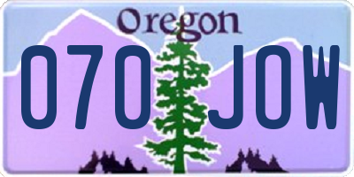 OR license plate 070JOW