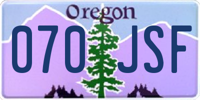 OR license plate 070JSF