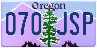 OR license plate 070JSP
