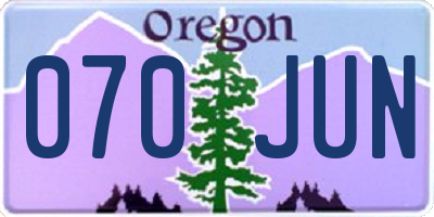 OR license plate 070JUN
