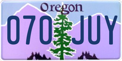 OR license plate 070JUY