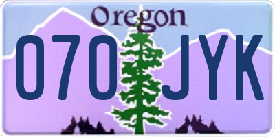 OR license plate 070JYK