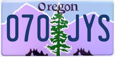 OR license plate 070JYS
