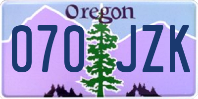 OR license plate 070JZK