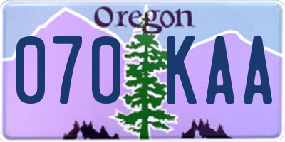 OR license plate 070KAA