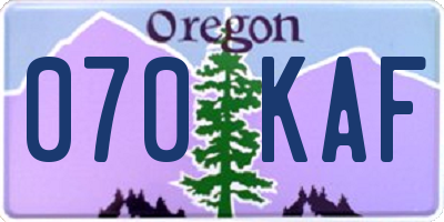OR license plate 070KAF