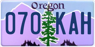 OR license plate 070KAH