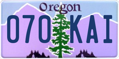OR license plate 070KAI