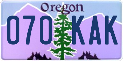 OR license plate 070KAK