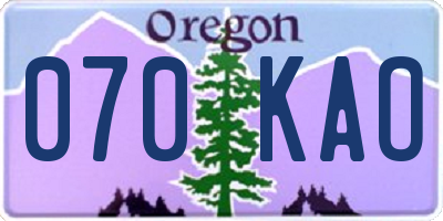 OR license plate 070KAO