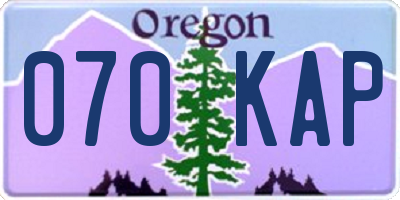 OR license plate 070KAP