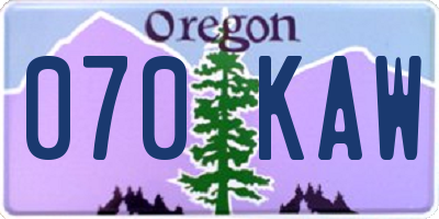 OR license plate 070KAW