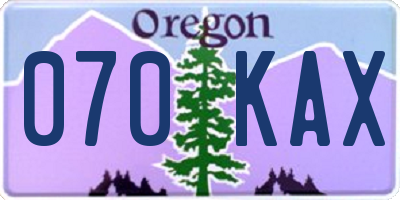 OR license plate 070KAX