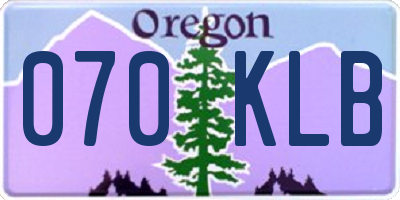 OR license plate 070KLB