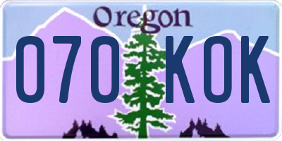 OR license plate 070KOK