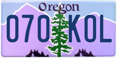 OR license plate 070KOL