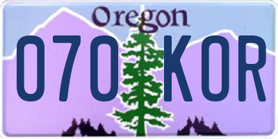 OR license plate 070KOR