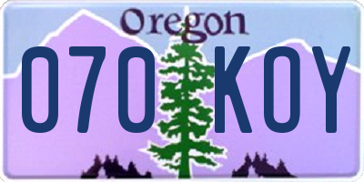 OR license plate 070KOY
