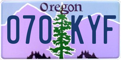 OR license plate 070KYF