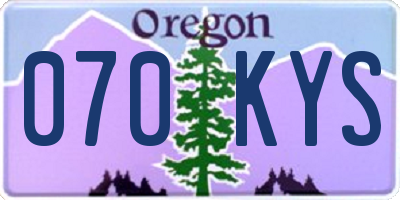 OR license plate 070KYS