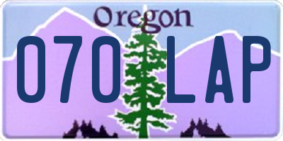 OR license plate 070LAP