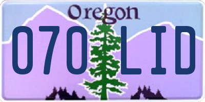 OR license plate 070LID
