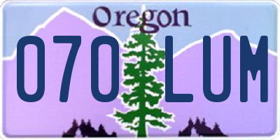 OR license plate 070LUM