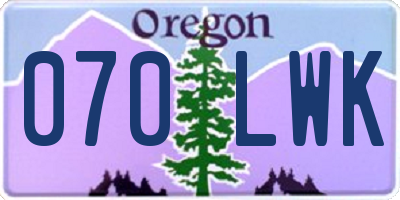OR license plate 070LWK